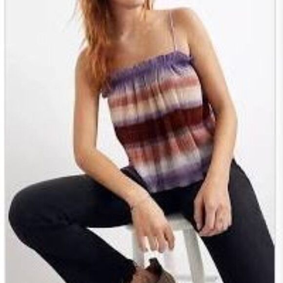 MADEWELL Nicole Pleated Tank Top Striped Purple Size XS - Picture 1 of 6